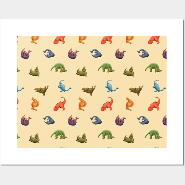 Dinoyoga Pattern Wall Art by Scarmo Scribbles